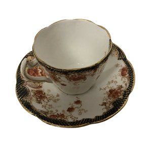 Vintage Clifton Bone China W. H & S  Cup and Saucer Floral Wildwood Heath & Sons